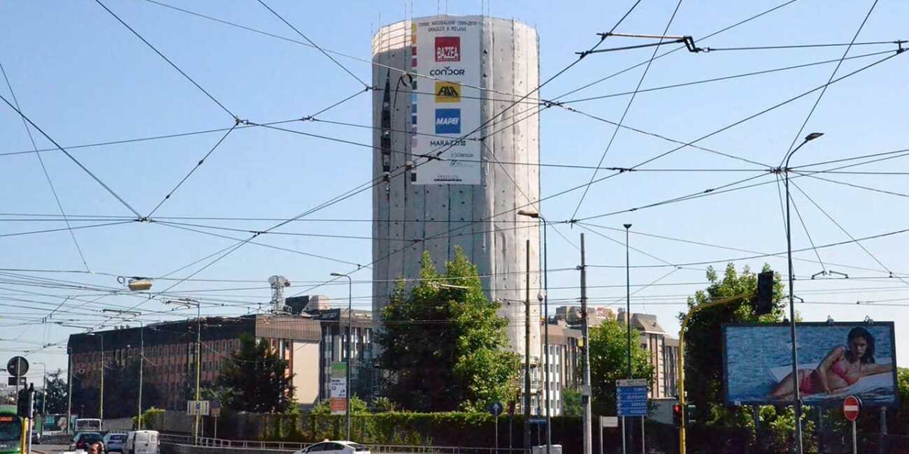cantiere Construction Technology Marazzi Condor Mapei alla Torre Arcobaleno di Milano omaggio a Expo 2015