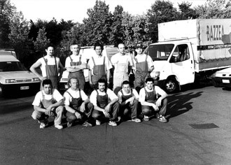 squadra bazzea 1984 operai in cantiere con flotta aziendale